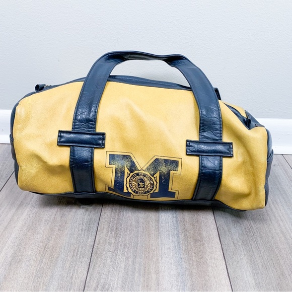 Other - Vintage University of Michigan Gym Duffle Bowling Bag Leather 70s 80s